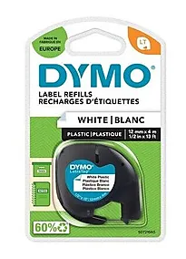 Tape DYMO LetraTAG 12mm plast sort/hvit
