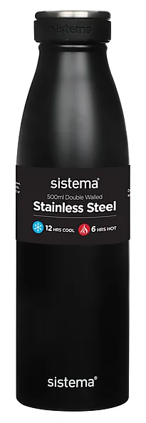 Drikkeflaske stål 500 ml sort