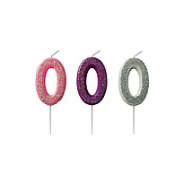 Kakelys 0 m/glitter rosa/lilla/sølv