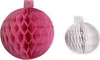 Merkelapp julekule pompom 2pk rosa/hvit