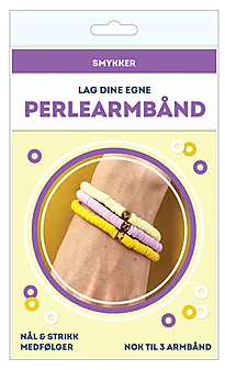 Perlearmbånd clay lag selv 3pk gul/hvit