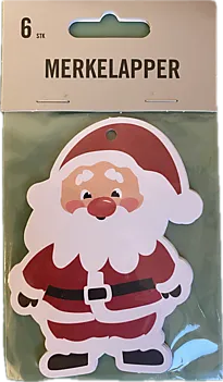 Merkelapp nisse stanset 6pk rød