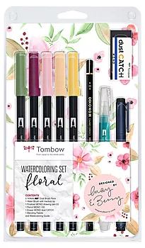Penselpenn Tombow sett blomster farger