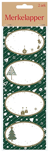 Merkelapper stickers oval 8stk grønn