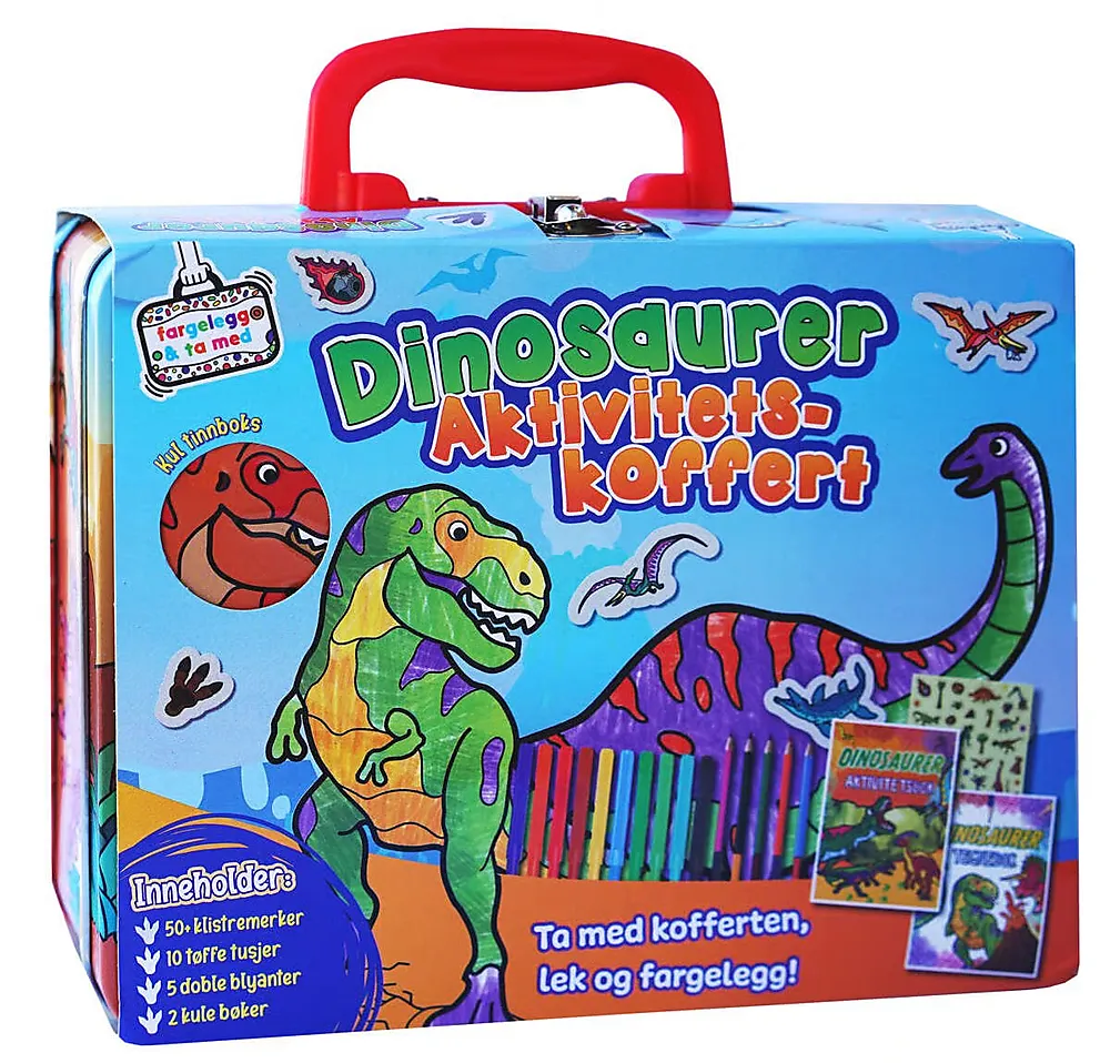 Aktivitetskoffert tinn dinosaurer