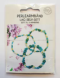 Perlearmbånd DIY små Blå 3stk