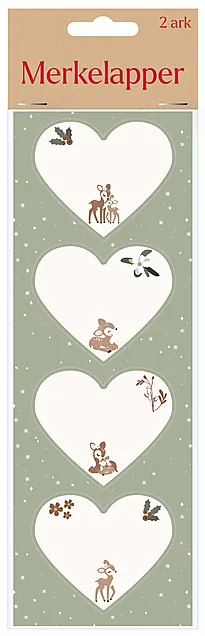 Merkelapper stickers hjerte 8stk grønn