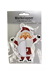 Merkelapp/pakkepynt pompom nisse 3pk