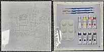 Lerret 30x30cm/maling 8stk/pensel 3stk
