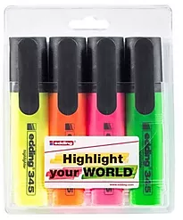Tekstmarker EDDING 345 ass.frg. 4-pk