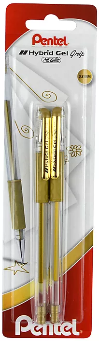 Kulepenn metallic Gel-roller 2pk gull