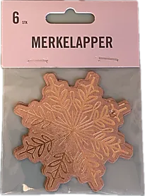 Merkelapp snøkrystall stanset 6pk kraft