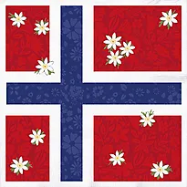 Serviett 33x33cm flagg/blomst