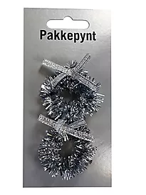 Pakkedekor julekrans mini 2stk sølv