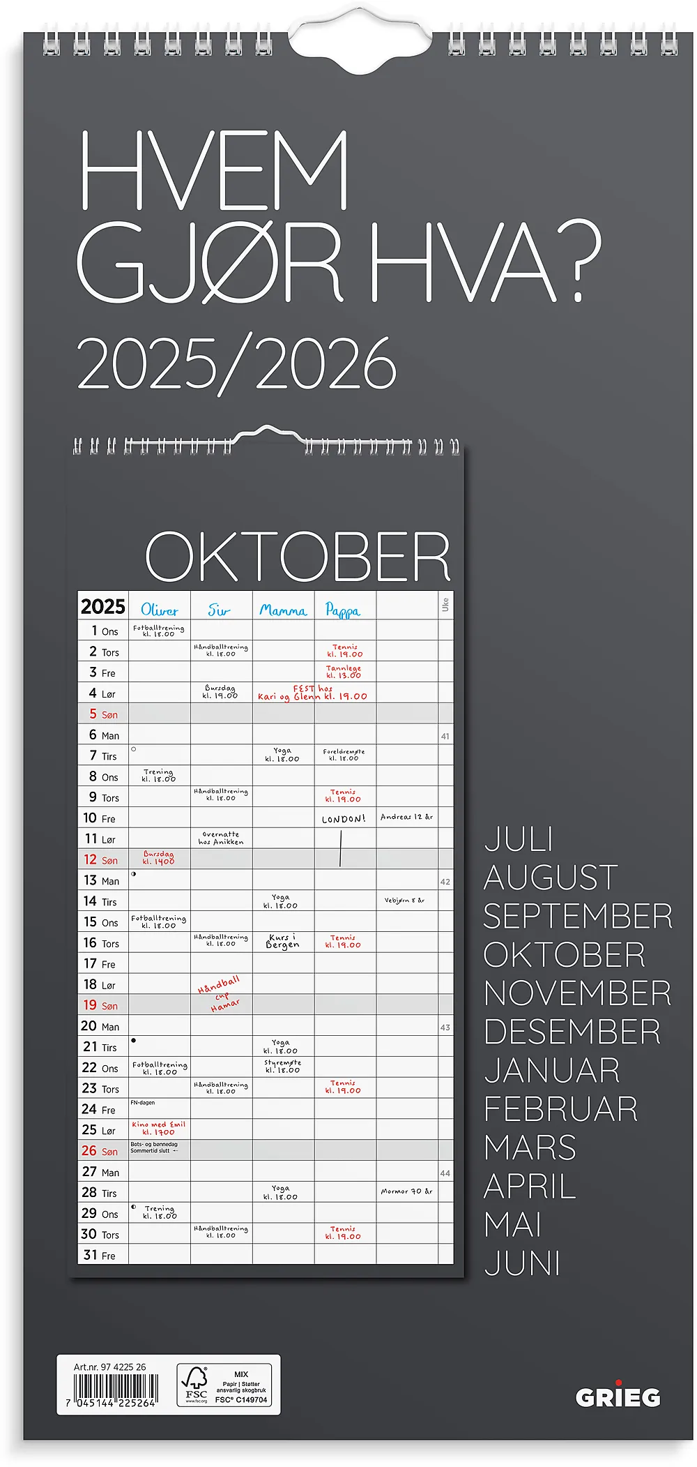 Veggkalender Hvem gjør hva