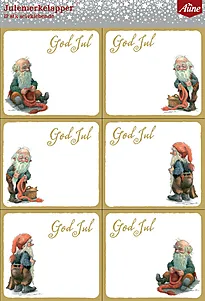 Merkelapp jul selvklebende Midthun gull