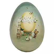 Påskeegg vintage egg metall 15x10 grønn