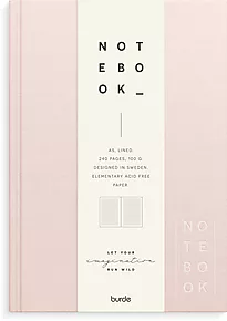 Notatbok Burde rosa A5 linjerte ark