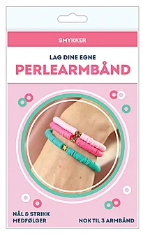 Perlearmbånd clay lag selv 3 rosa/grønn