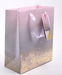 Gavepose rosa Sparkle gullfolie M