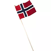 Flagg norsk 22x16cm tekstil m/trepinne
