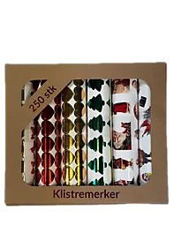 Klistremerkeboks juledesign 250stk ass