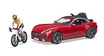 Bil Bruder Roadster m/figur og sykkel