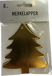 Merkelapp juletre stanset 6pk kraft