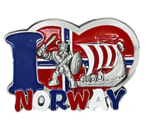 Magnet I love Norway med viking