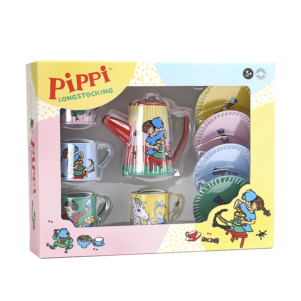 Lekeservise i blikk Pippi 6 deler