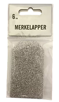 Merkelapper glitter 6 pk sølv
