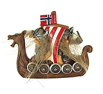Magnet vikinger i båt med norsk flagg