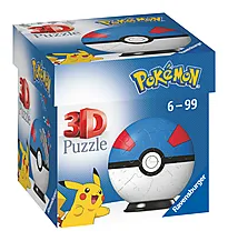Puslespill 3D 54 Pokémon Ball blå/hvit