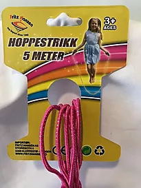 Hoppestrikk 5 meter blå og rosa ass.
