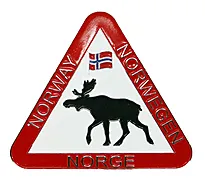 Magnet trekantskilt med elg og flagg