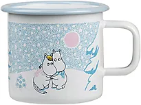 Kopp Mummi det snør 3,7 emalje hvit/blå