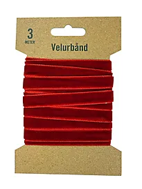 Tekstilbånd velur 3m x 1cm rød