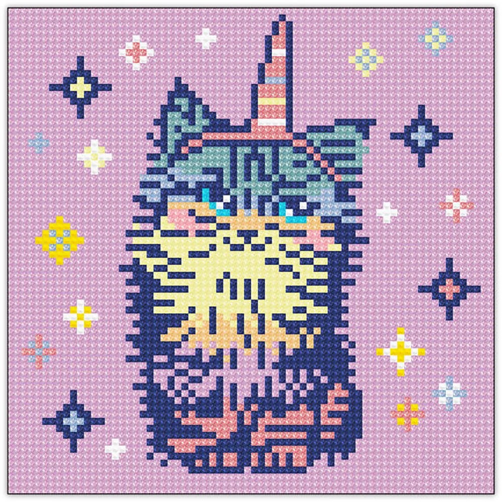 Perlekunst glitter katt 20x20cm