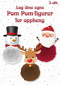 Pakkepynt pompom 3 ass figurer