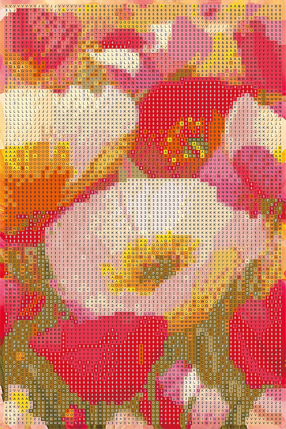 Perlekunst valmue 20x30cm lerret oransje