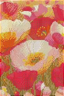 Perlekunst valmue 20x30cm lerret oransje