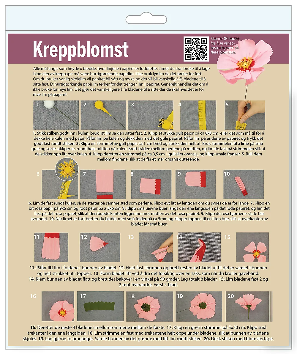 Kreppapir pakke 10 farger
