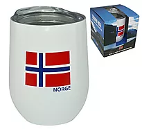 Termokopp hvit med norsk flagg