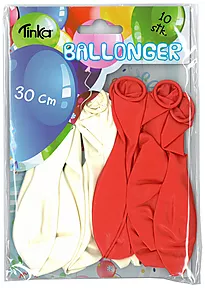 Ballonger standard 8pk rød/hvit