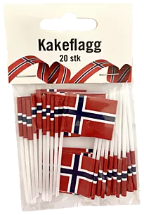 Kakeflagg m/plastpinne 20pk