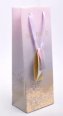 Flaskepose rosa Sparkle gullfolie