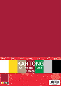 Kartong mix A4 40 ark 7 farger 180g